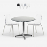 Buitenset 2 stoelen modern design tafel 70cm rond staal Remos Korting