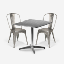 Vierkante Inklapbare Tafelset 70x70cm Staal met 2 Vintage Stoelen Magnum Aanbieding