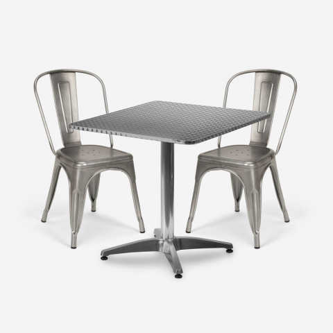 vierkante klaptafel set 70x70cm staal 4 stoelen vintage magnum Aanbieding
