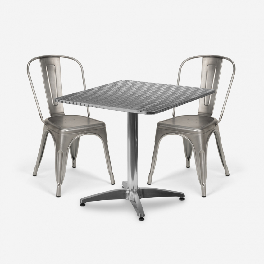 Vierkante Inklapbare Tafelset 70x70cm Staal met 2 Vintage Stoelen Magnum Aanbieding Vierkante Inklapbare Tafelset 70x70cm Staal met 2 Vintage Stoelen Magnum Aanbieding