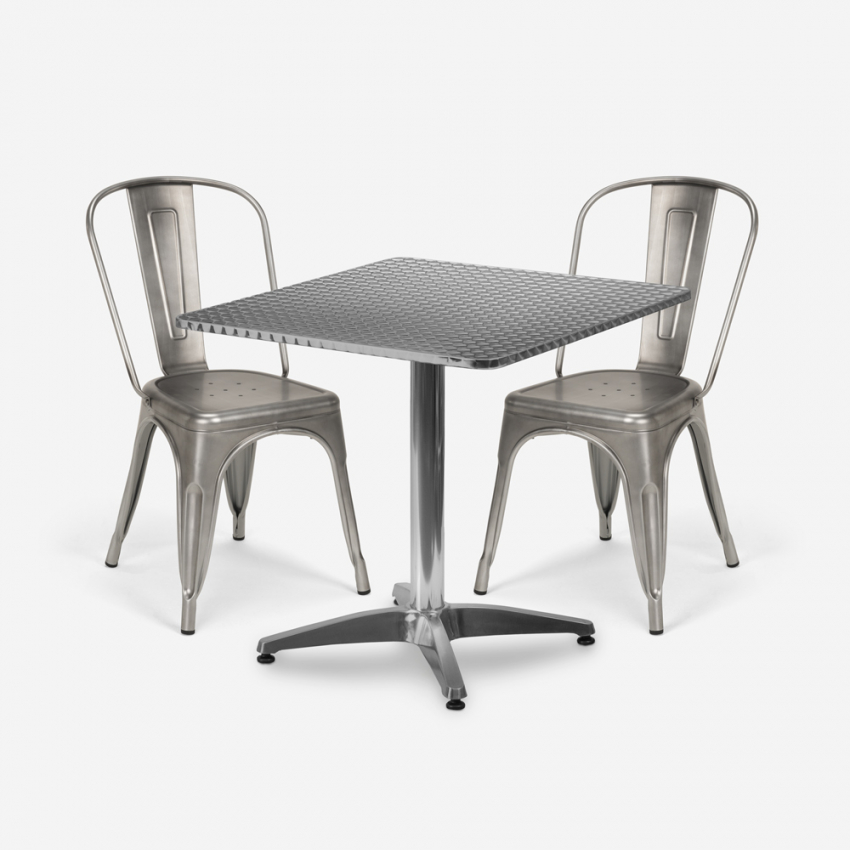 vierkante klaptafel set 70x70cm staal 4 stoelen vintage magnum Aanbieding