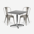 Vierkante Inklapbare Tafelset 70x70cm Staal met 2 Vintage Stoelen Magnum Aanbieding