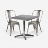 Vierkante Inklapbare Tafelset 70x70cm Staal met 2 Vintage Stoelen Magnum Aanbieding