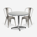  Vintage design set met ronde stalen tafel 70cm en 2 stoelen Taerium Aanbieding
