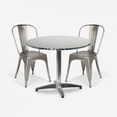 Ronde tafel set 70x70cm staal 4 stoelen vintage Tolix design Taerium