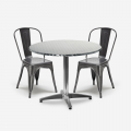 Industrieel design set met 2 stoelen en ronde tafel 70cm Factotum Aanbieding