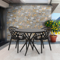 Set met ronde zwarte tafel 80 cm 2 design stoelen Maze Black Korting