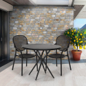 Outdoor set met ronde zwarte tafel 80x80 cm en 2 design stoelen Valet Dark Voorraad