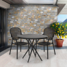 Outdoor set met ronde zwarte tafel 80x80 cm en 2 design stoelen Valet Dark Voorraad