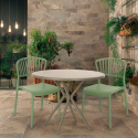 Set met ronde beige tafel 80x80 cm en 2 modern design stoelen Gianum Voorraad