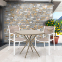 Set met vierkante beige tafel 70x70 cm en 2 polypropyleen design stoelen Clue Aanbod