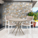 Set met ronde beige tafel 80x80 cm en 2 polypropyleen design stoelen Fisher Aanbod