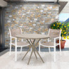 Set met ronde beige tafel 80x80 cm en 2 polypropyleen design stoelen Fisher Aanbod