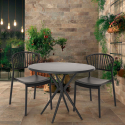 Set met ronde zwarte tafel 80x80 cm en 2 modern design stoelen Gianum Dark Voorraad
