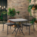 Indoor-outdoor set met vierkante zwarte tafel 70x70 cm en 2 design stoelen Magus Dark Voorraad