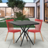 Set van 2 moderne design stoelen en vierkante zwarte tafel 70x70 cm Roslin Black Voorraad