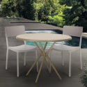 Set 2 stoelen polypropyleen ronde tafel 80x80cm beige design Aminos Verkoop