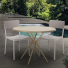 Set met 2 polypropyleen stoelen en ronde beige tafel 80x80 cm Aminos Verkoop