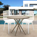 Set met 2 modern design stoelen en ronde beige tafel 80x80 cm Bardus Kortingen