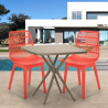Set 2 stoelen polypropyleen vierkante tafel beige 70x70cm design Cevis Verkoop