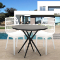 Set met 2 modern design stoelen en ronde zwarte tafel 80x80 cm Bardus Dark Kortingen