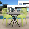 Vierkante tafel set 70x70cm zwart 2 stoelen modern design Cevis Dark Verkoop