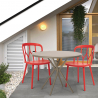 Set met 2 design stoelen en ronde beige tafel 80x80 cm van polypropyleen Kento Korting