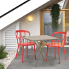 Set 2 stoelen design polypropyleen vierkante tafel 70x70cm beige Saiku Korting
