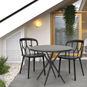 Set met ronde zwarte tafel 80x80 cm en 2 polypropyleen stoelen Kento Dark Korting