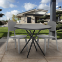 Set met ronde zwarte tafel 80 cm en 2 design stoelen Berel Black Korting