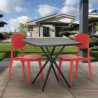 Moderne set met zwarte vierkante tafel 70x70 cm 2 design stoelen Wade Black Catalogus