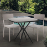 Vierkante tafel set 70x70cm zwart 2 stoelen outdoor design Regas Dark Verkoop