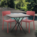Set met vierkante zwarte tafel 70x70 cm en 2 stoelen Regas Dark Kortingen