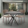 Set met ronde zwarte tafel 80x80 cm en 2 stoelen in modern design Ipsum Dark Keuze