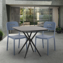 Set 2 stoelen modern design vierkante tafel 70x70cm zwart Larum Dark Verkoop