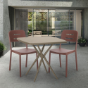 Vierkante beige polypropyleen tafel set 70x70cm 2 stoelen design Larum Verkoop