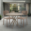 Set met 2 design stoelen en ronde beige tafel 80x80 cm van polypropyleen Ipsum Verkoop