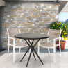 Set met ronde zwarte tafel 80x80 cm en 2 polypropyleen design stoelen Fisher Dark Aanbod