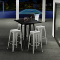 Set hoge tafel met 4 metalen krukken in industriële stijl New York  Afmetingen
