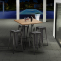 Set hoge tafel met 4 metalen krukken in industriële stijl Brooklyn Afmetingen