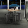 Set hoge tafel met 4 metalen krukken in industriële stijl Brooklyn Afmetingen