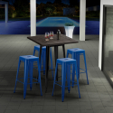 Set hoge tafel met 4 metalen krukken in industriële stijl Little Italy  Afmetingen
