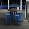 Set hoge tafel met 4 metalen krukken in industriële stijl Little Italy  Afmetingen