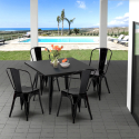 Set met vierkante tafel en 4 metalen stoelen in industriële stijl Soho Verkoop