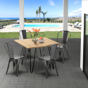 Set met vierkante tafel en 4 metalen stoelen in industriële stijl Tribeca Aankoop