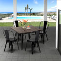 Set met vierkante tafel en 4 metalen stoelen in industriële stijl West Village Verkoop