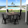 Set met vierkante tafel en 4 metalen stoelen in industriële stijl West Village Verkoop