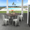 Set met vierkante tafel en 4 metalen stoelen in industriële stijl Jamaica  Keuze