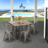 Set van 4 vintage stijl stoelen en industriële keukentafel 80x80 cm Hedges Voorraad