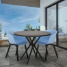 Set met ronde zwarte tafel 80 cm en 2 design stoelen Oden Black Model